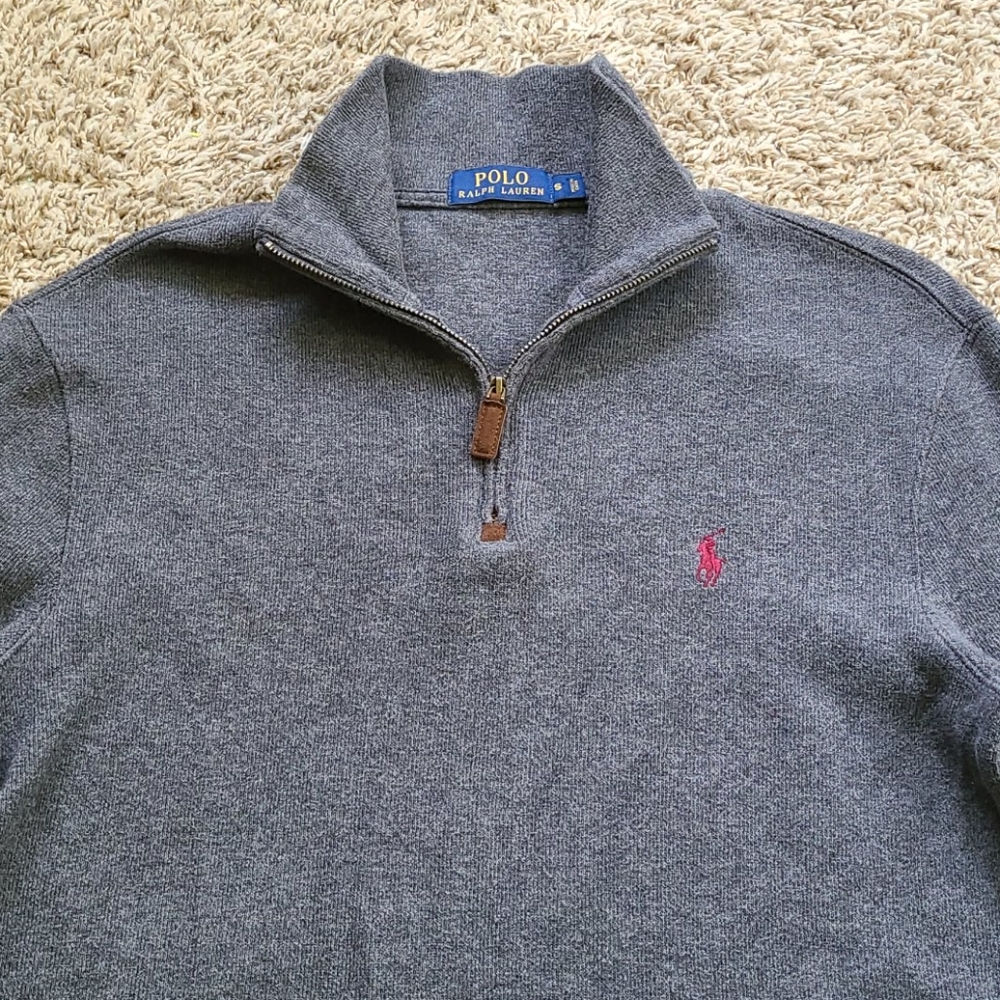 Polo Ralph Lauren 1/4 Zip Sweater Pullover SM Gray